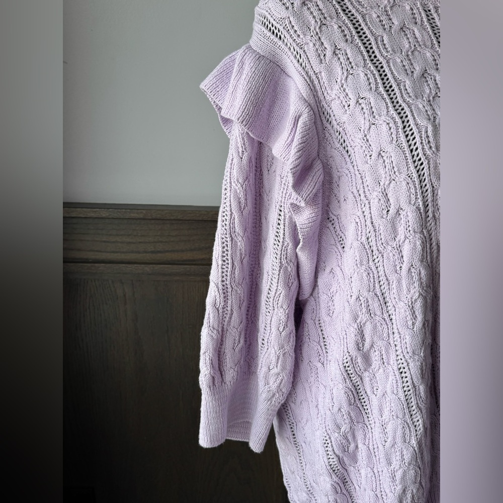 Design 365 Lilac purple Cable Knit Women's Sweater 3/4 sleeves 2X - Picture 4 of 6